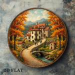 CIFbuy Vintage Autumn Town 2D Flat Round Sign 8x, "" Flat Round, Sign 8x8 Inch Rustic Villa Plaque Decorative Wall TikTok, TikTok, temu emu Self-pickup LogiWaics - Image 5