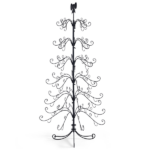 6ft Black PVC Metal Artificial Christmas Tree with Bow Topper, No Extra Ornaments, Daily Decor Tree - Image 4