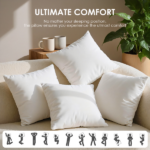 Simple yet essential basic pillow inserts. This pair of 20-inch white inserts features even filling and a neat shape. Perfect for adding layered comfort to your sofa or providing supportive cushioning on your bed. Without covers, you have the freedom to change styles as you wish. - Image 6