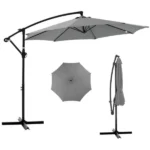 Outdoor Patio Umbrella, 10ft Offset Hanging Patio Umbrella with Aluminum Stand, 8 Ribs, UV Protection for Pool Garden Backyard Market, Gray (Shipment from Walmart)