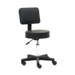 Round Shape Plastic Adjustable Salon Stool with Back Black - Image 12