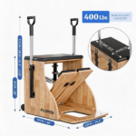 Pilates Chair Wunda Chair Pilates Combo Chair with Handles Split Pedals Reformer Machine for Yoga Core Training Rehabilitation Includes Non-Slip Socks (Wood Panel Bracket) - Image 2