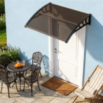39"x30" Modern Polycarbonate Window Door Awning, UPF50+ Waterproof Windproof Outdoor Patio Canopy with Aluminum Reinforced Bars-Brown - Image 6