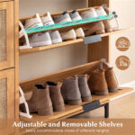 Boho Style Shoe Cabinet Cabinet with 4 Flip Drawers & Open Shelves, Freestanding Shoe Organizer for Entryway - Image 9