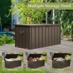 200 Gallon Outdoor Storage Deck Box Waterproof, Large Patio Storage Bin for Outside Cushions, Throw Pillows, Garden Tools, Lockable (Dark Brown) - Image 9
