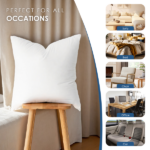 Double the comfort with this set of two 20-inch white pillow inserts. Excellent loft instantly enhances the coziness of your sofa and bed. The cover-free design encourages creative mixing and matching, perfect for seasonal updates or style refresh. - Image 5