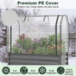 3-in-1 Metal Raised Garden Bed with Mini Greenhouse Cover, Elevated Planter Box - Gray - Image 9