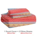 3 Pieces Orange Blue Boho Pattern Bedding Duvet Cover Set King for Adults Bedroom Decor - Image 4