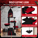 Gothic 5-Level Cat Tree 63" Tall with Sisal Scratching Posts Black Red Cat Tower - Image 11