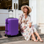 ABS Trolley Case 20in 24in 28in 3PCS Suitcase Set Vertical Striped Frosted Case Suitcase Purple - Image 18