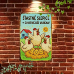 CIFbuy Vintage Czech Slogan Iron Sign, Farm Metal Wall Decor With ŠŤASTNÉ SLEPICE CHUTNĚJŠÍ VAJÍČKA Quote, 7.87x11.81in 2D Flat Rustic TikTok, TikTok, tic Self-pickup Logiopics - Image 4