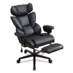 Office Chair with Foot Rest and Waist Lumber Support, Ergonomic Gaming Chair with Adjustable Height Headrest, High-Back Leather Reclining Chair for Home, Black - Image 13