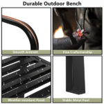 50" Outdoor Welcome Backrest Cast Iron Bench - Image 14