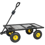 3-in-1 Oversized Steel Garden Cart , 880lbs Pullable Mesh Metal Garden Cart, All-Terrain Utility Cart with Removable Liner & Side Panels & Mesh Tray for Outdoor Lawn, Patio and Landscaping, Black - Image 5
