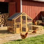 Yellow Large Wooden Chicken Run, for 6-8 Chickens, Waterproof & Anti-UV Cover for Backyard Farm