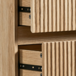 Handleless Grille-Finished 4-Drawer Bedside Table P2 Particleboard + MDF & Melamine Veneer + Thermoformed Drawer Dresser 23.62*14.96*30.71in Oak - Image 9