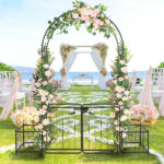 198.5*50*219cm Courtyard Arc Top With Door With Planting Frame Iron Art Iron Arch Black - Image 7