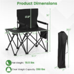 Oversized Foldable Camping Chair with Side Table & Cup Holder, 330 LBS Capacity for Outdoor Use-Black - Image 2