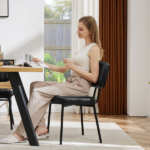Dining Chairs Set of 2, Mid Century Modern Kitchen Chairs with Faux Leather for Kitchen, Living Room, Black - Image 6