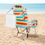 Same Code 14464082 63*70*99cm Heightened Oxford Cloth Silver White Aluminum Tube Bearing 100kg Beach Chair Rainbow Stripes - Image 7