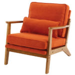Mid-Century Modern Accent Chair with Wooden Frame - Oak Armrest, Linen-Cotton Burnt Orange Upholstery, Single Seater Lounge Chair for Living Room (Weight Capacity 330LBS) - Image 8