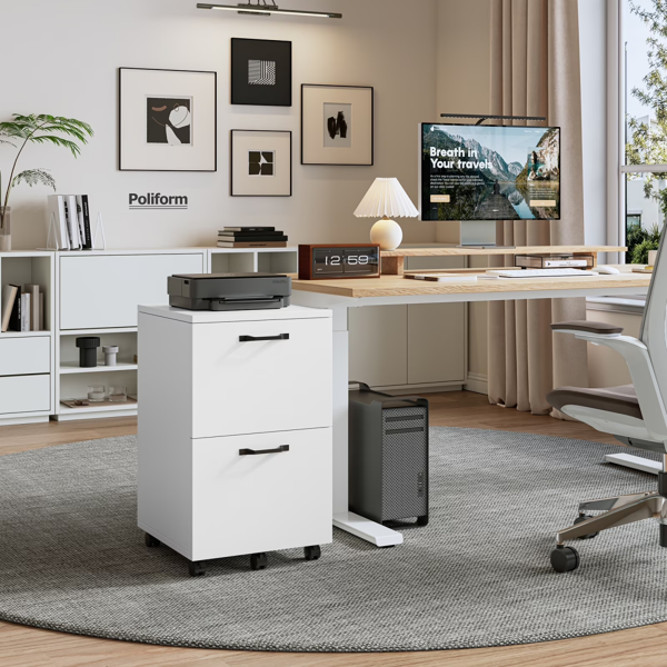 2-Drawer Rolling File Cabinet with Lockable Wheels, Printer Stand with Storage for Home Office (Shipment from Walmart)