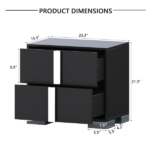 Elegant Nightstand with Metal Handle, Mirrored Bedside Table with 2 Drawers for Bedroom, Living Room, Black - Image 2