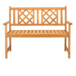 118*56.5*90cm Outdoor Garden Fir Grid Back Wooden Bench Burlywood - Image 2