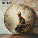 CIFbuy Vintage Tabby Cat Wall Art, "" Tabby Cat Wall Art, Wall Art, Round Kitten Plaque with Waterfall Stream TikTok, Temu Self-pickup Logireics - Image 7