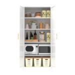 71'' 2 Shapely Doors Cabinet, Metal Storage Cabinet with Doors and Adjustable Shelves, for Bedroom, Living Room, Kitchen(White)-Does not support self pick up - Image 9