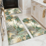 Three-piece kitchen rug set, non-slip and washable, abstract pattern kitchen hallway rug, soft and comfortable, suitable for sinks, floors, entrances, hallways and bathrooms. - Image 20
