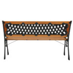 49" Garden Bench Patio Porch Chair Deck Hardwood Cast Iron Love Seat Weave Style Back - Image 3