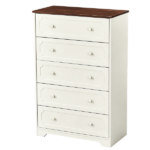 5-Drawer Cabinet with Solid Wood Veneer and Paint P2 MDF + P2 Particleboard Storage Cabinet 31.3*15.55*47.24in Dark brown Ceiling Panels + Light Brown Cabinets - Image 4