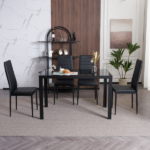4pcs Elegant Assembled Stripping Texture High Backrest Dining Chairs Black Replace encoding 13028198-18410366 - Image 101