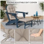 Outdoor Adirondack Chair Cushions – 44x19x4 inch Waterproof Rocking Chair Cushion with 17x19 Ottoman Cushion, Fade & Stain Resistant, Non-Slip Ties for Patio, Garden, Backyard - Image 6