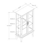 Curio Cabinet Lighted Curio Diapaly Cabinet with Adjustable Shelves and Mirrored Back Panel, Tempered Glass Doors - Image 2