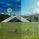 5.4*2.7*2m/18.7x8.8x6.5 ft Silver Spire Assembled 180g PE Rain Cloth Metal Chicken/Rabbit Cage - Image 12
