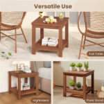 Versatile 2-Tier Wooden Side Table, Easy Assembly Nightstand for Garden Living Room Poolside - Image 8