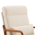 Same Code 47026089 High Back Solid Wood Armrest Backrest Iron Frame Linen Indoor Leisure Chair Off-White - Image 13
