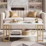 2-Tier Modern Coffee Table with Open Storage Shelf for Living Room & Robot Vacuum Friendly - Image 6