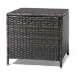 Outdoor PE Wicker Side Table with Storage, Patio Rattan End Table Square Container for Furniture Covers, Toys and Gardening Tools, Brown - Image 20