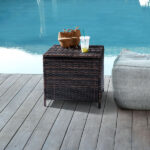 Outdoor PE Wicker Side Table with Storage, Patio Rattan End Table Square Container for Furniture Covers, Toys and Gardening Tools, Brown - Image 25