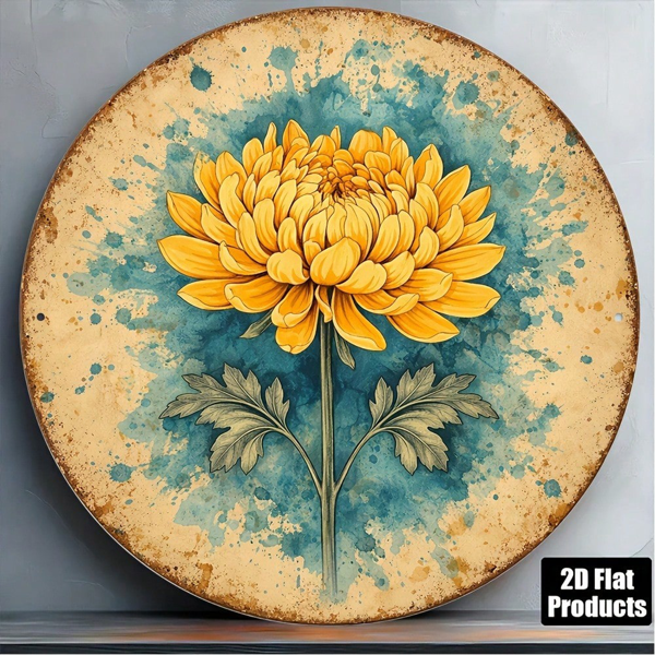 0656049b-fe27-449a-b5a8-d2207b66ad15.png CIFbuy 1pc 8x8in Vintage Chrysanthemum Round Sign, "" 8x8in Vintage Chrysanthemum Round Sign, Chrysanthemum Round Sign, 2D Flat Autumn Floral Plaque TikTok, Temu Self-pickup Logiaqics - Image 1