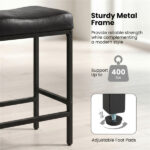 Set of 2 Black Backless Bar Stools, Ergonomic Saddle Seat with 3.5" Thick Cushion & Built-in Footrests - Image 7