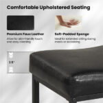Set of 2 Black Backless Bar Stools, Ergonomic Saddle Seat with 3.5" Thick Cushion & Built-in Footrests - Image 8