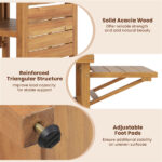Acacia Wood Outdoor Grill Table with Drop Leaf, BBQ Prep Station with Faux Marble Resin Top - Image 8