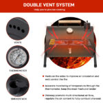 Portable Charcoal Grill with Thermometer & Wooden Handle, Compact Tabletop Barbecue Grill for Outdoor Camping BBQ Grilling Backyard Party Cooking - Image 5