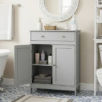 Gray particleboard with melamine veneer, 60*30*80cm, double doors, single drawer, bathroom vanity - Image 7