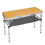 Outdoor Folding Camping Table, 3ft Portable Pinic Table with 3 Adjustable Height, Small Aluminum Foldable Lightweight Patio Side Table with Carry Handle for Outdoor Indoor Hiking Camp BBQ Beach - Image 3