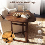 31.5" Small Folding Dining Table, Walnut Solid Wood Foldable Kitchen Table for 2 People - Image 10
